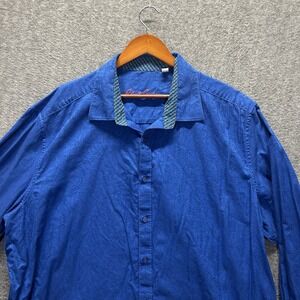 Robert Graham Shirt Mens 3XLT Blue Paisley Classic Fit Short Sleeve Button Up